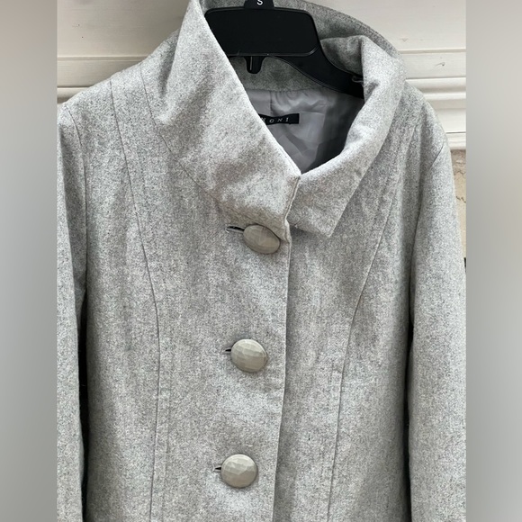 NWOT INGNI Women’s XS Light Grey Dress Coat Gorgeous Details & Two Collar Styles - Picture 7 of 12